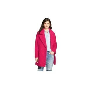 Betsey Johnson Women's Hot Pink Wool/Poly Boucle Lined Coat